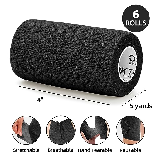 Image of OK TAPE Self Adherent Cohesive Bandages Wrap 6Packs 4 inch x 5 Yards