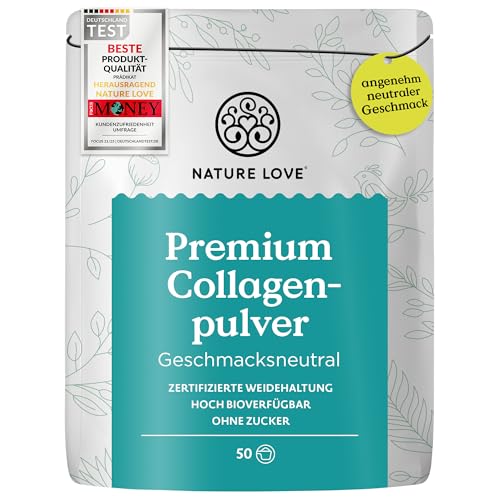 NATURE LOVE® Premium Collagen Pulver - 500g Kollagen - Peptide Type 1 und 3 - von Rindern aus Weidehaltung - Geschmacksneutral - ohne Zuckerzusatz & Süßungsmittel 1