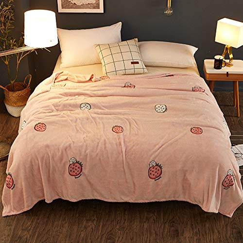 Couverture sherpa fraise 150x200 pour pause déjeuner bureau - 2
