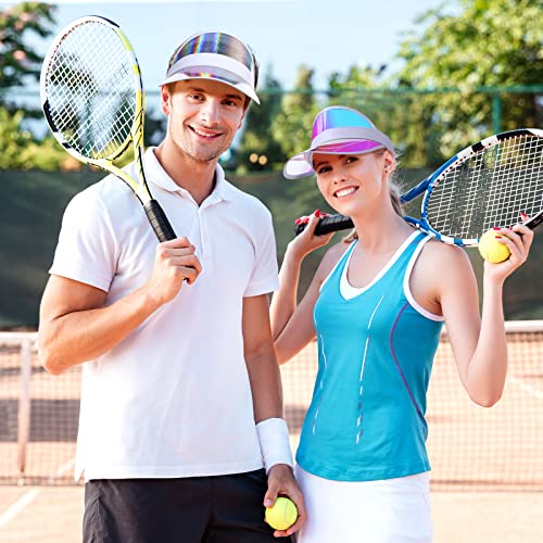 12 Pieces Sun Visor Hats Adjustable Beach Golf Cap Clear Visor Hats For Women Men Uv Protection Translucent Hat For Outdoor (Silver, Purple, Blue) #TOP6