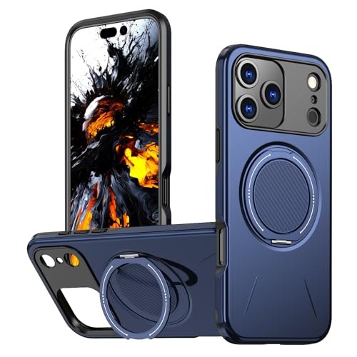 iPhone 13 Pro Max �p�P�[�X MagSafe�Ή� TPU+PC�f�� �X�^���h�t�� �����O�t�� �ϏՌ� ���� �y�� ���^ �����h�~ �؍� �l�C �R�p �ϋv�� ������� �ǂ����G �l�C ��v �A�C�z��13 Pro Max�p�J�o�[ (�u���[)