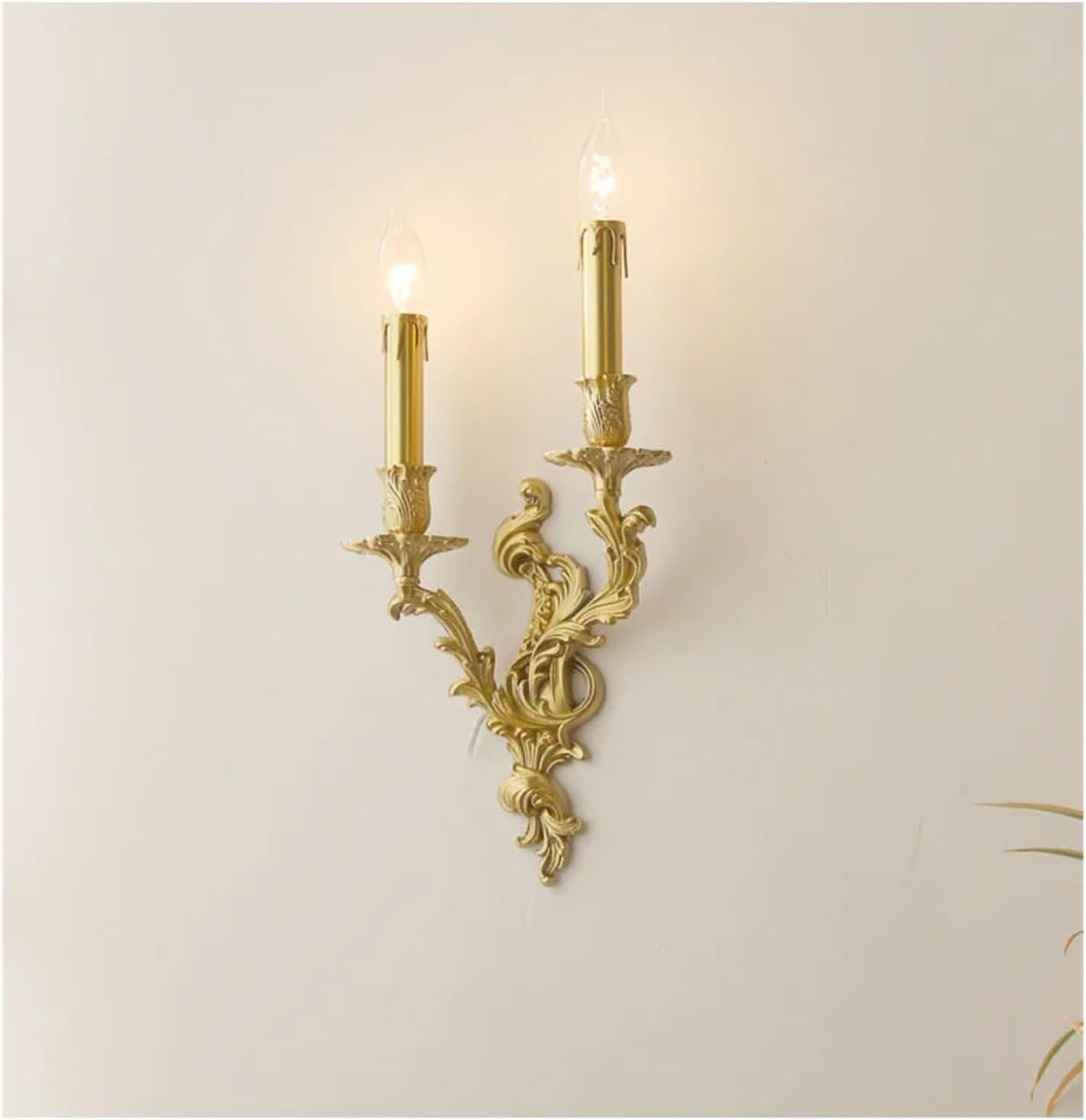 Cwcqgh Warm Light Retro Copper Wall Lamp Living Room Bedroom Bedside Light Atmospheric Villa Lighting,-1 Head