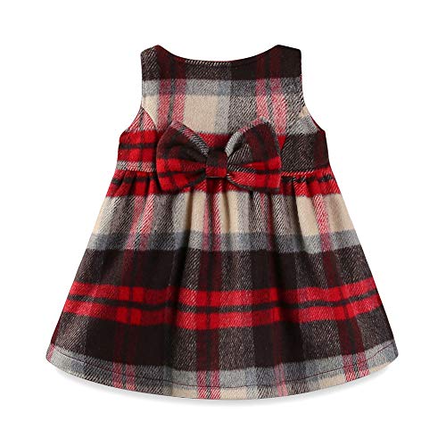Mud Kingdom Little Girls Sleeveless Dress Plaid Faux Wool Holiday Merry Christmas Loose Fit Cute Bow4