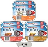 Chicken of the Sea Sardine Variety Pack, Louisiana Hot Sauce, Mustard Sauce, Lightly Smoked, 2 of each with 1 - By The Cup Travel Toothpick Dispenser