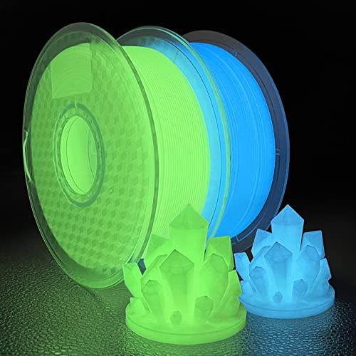 Image of iSANMATE 3D Printer Filament, PLA Filament Glow in The Dark Green and Blue, 1.75mm Dimensional Accuracy + /- 0.03 mm, 2kg Spool