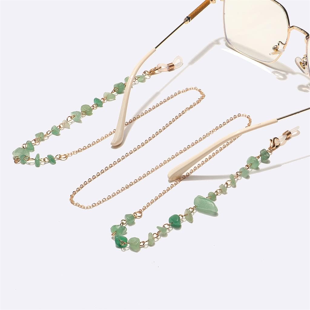 Fashion Chain Natural Stone Not Easy to Fade Handmade Eyeglass Chain Mouthpiece Chain Anti-Loss(Gray)