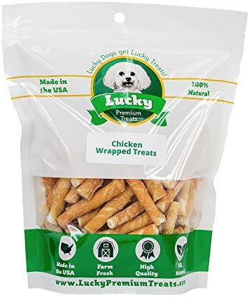 Lucky Premium Treats Chicken Wrapped Rawhide – All-Natural Rawhide and Chicken Dog Treats for Extra Small Dogs, Gluten Free Premium XS Dog Treats (150 Chews)