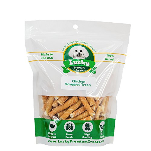 Chicken Wrapped Rawhide Chews for Toy and Lap Dogs, All Natural Dog Chews by Lucky Premium Treats (40 Chews)