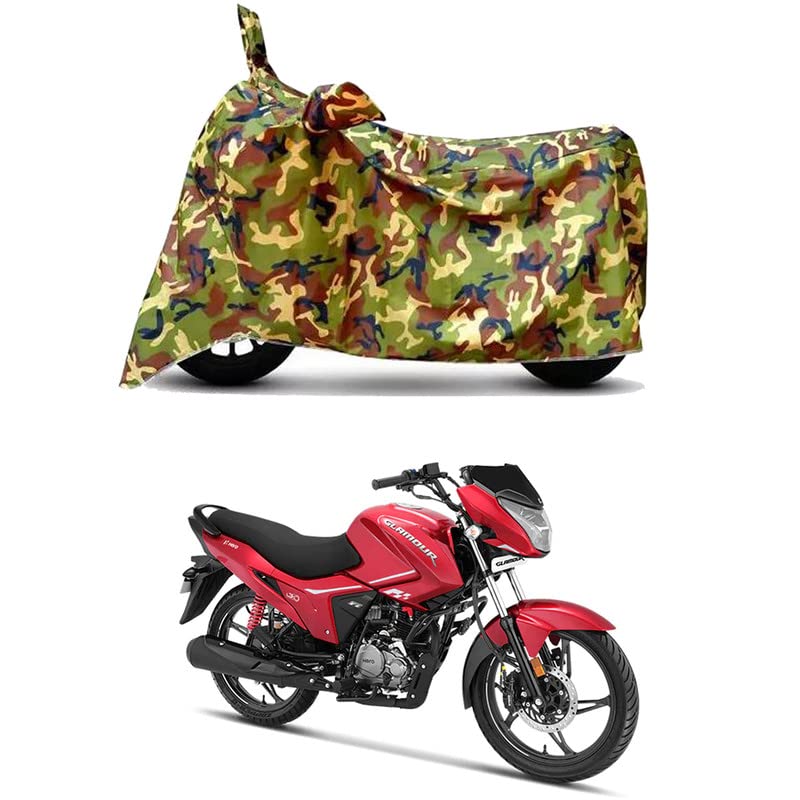 Image of Waterproof 100% PVC Coated Full Bike Scooty Two Wheeler Body Cover Compatible for Hero Glamour Xtec /UV-Rays /Heat Protection /Birds Dropping /Scratchproof /Dust Proof [6X6 Jungle Print]