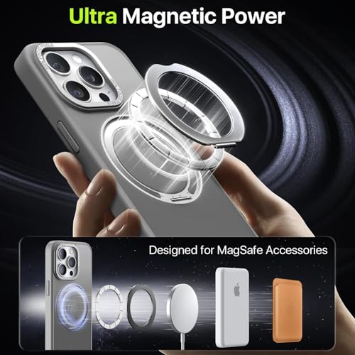 Coque iPhone 15 Pro Max grise design premium avec béquille - 3