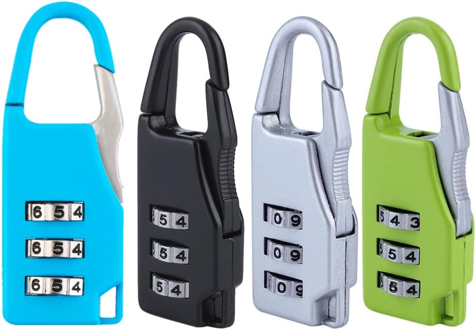 Luggage Locks, [4 Pack] 3-Digit Security Suitcase Locks,Small Padlocks Luggage Locks Padlocks with Outdoor Travel Luggage Suitcase Baggage School Gym Lockers Laptop Bag