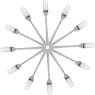 HEATSHAKING 12piezas Tenedores De Acero Inoxidable Para Cena Cubiertos Elegantes y Modernos Aptos Para Lavavajillas Para Hogar Restaurante y Bodas Uso Versátil Aperitivos Ensaladas y Postres