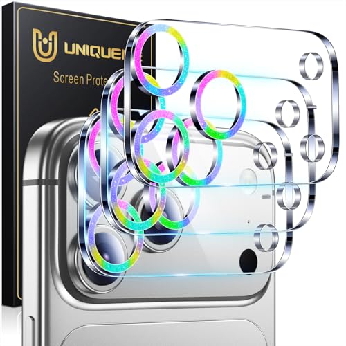 UniqueMe Compatible for 3 Pack iPhone 17 Pro Camera Lens Protector - [Drop Protection] [Case Friendly] 9H Tempered Glass Camera Cover Screen [Update New Version] - Glitter Colorful by UniqueMe - Used condition - US$11.13