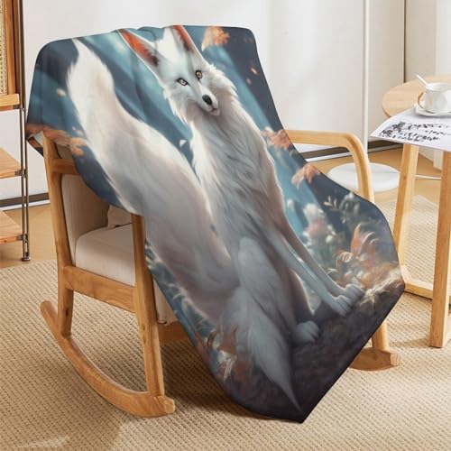 Couverture renard lavable machine lit plaid flannel doux chaud 150x200 - 8