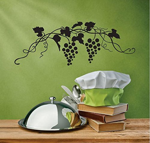 Top Selling Decals - Prices Reduced : Vinyl Wall Sticker : Two Grape Vines Image Bedroom Bathroom Living Room Picture Art Peel & Stick Mural Size: 8 Inches X 20 Inches - 22 Colors Available