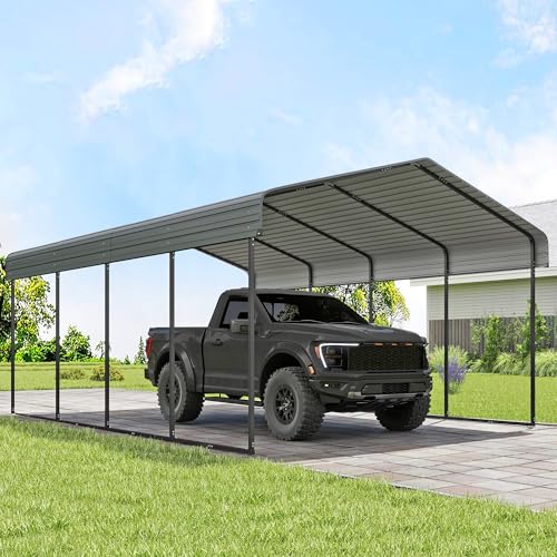 Real Relax 12x20FT Heavy Duty Metal Carport, Outdoor Carport Canopy