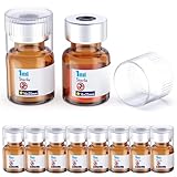 Biomed Solutions Sterile Empty Vial with Reusable Plastic Cap,Ready to Fill Glass Containers, Liquid Injection Bottle Sealed with Self Healing Injection Port (1ml Amber 10pcs)