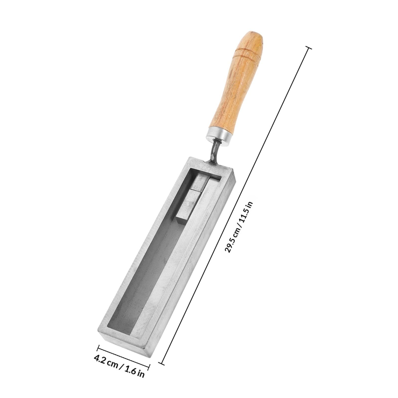 Moule de Fusion des Métaux en Fer Manche en Bois, Argenté