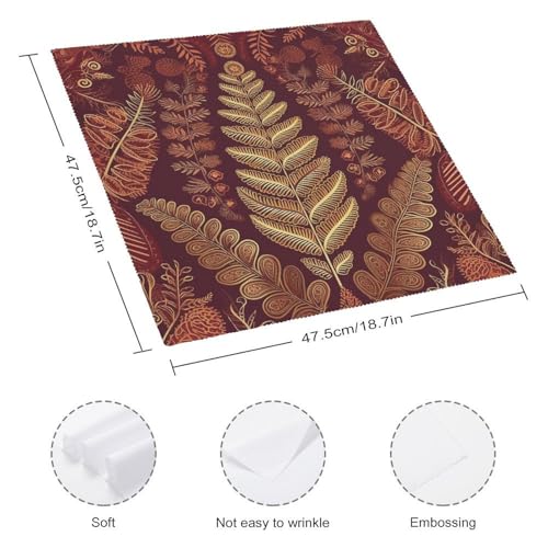 Servilletas de tela con patrón floral maroon gold, pack x2 miniatura 2