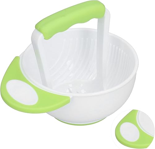 Miniatura 9 de FTVOGUE Juego de cuencos para puré de alimentos para bebés, mango largo, fácil de usar, máquina para hacer puré de frutas y verduras, color verde