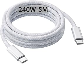 240W USB-C Charge Cable 5m, long USB C to USB C Cable, Fast Charging Cord for Macbook Pro/Macbook Air, iPad Pro 12.9/11, iPad Air 5th/4th, Mini 7th/6th/10th, iPhone 17/16/15/17e/16e/Pro Max/Plus Lead