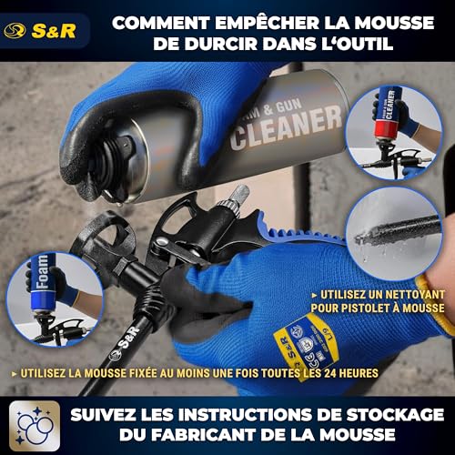 S&R Pistolet à Mousse Expansive Polyuréthane 345mm Pistolet à Calfeutrer Professionnel avec Dosage Mousse réglable et précis. – vue 6