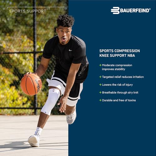 Bauerfeind Sports Compression Knee Support NBA - Lightweight Design with Gripping Zones for Basketball Knee Pain Relief & Performance with Team Designs (White, L) by Bauerfeind - Image 5