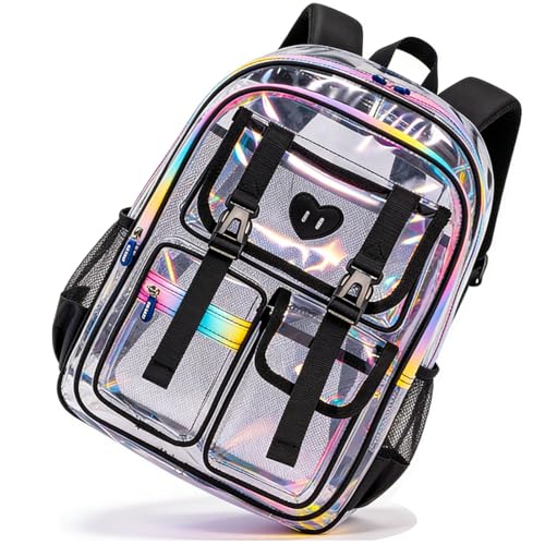 Abuyall Clear Backpack for Women Transparent Fashion See Through Concert Bag For Work Travel Clear-Backpack-black