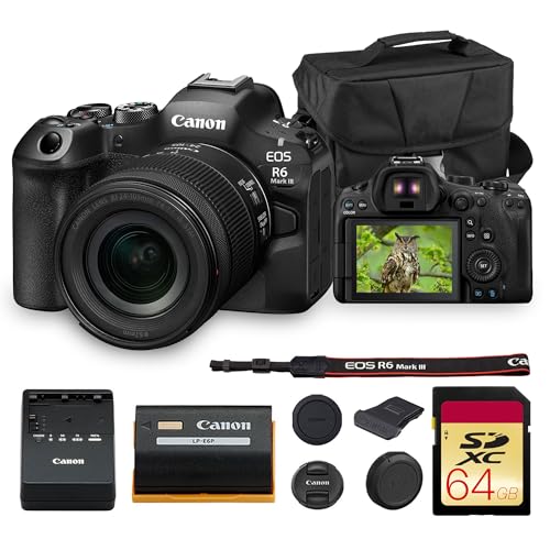 Image of Canon EOS R6 Mark III Mirrorless Camera with 24-105mm f /4-7.1 is STM Lens | Full-Frame RF Camera with Advanced AF & 4K Video | for Travel, Events & Creators (7084C018) + 64GB Card + Canon 200ES Bag