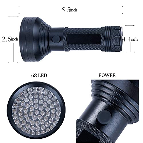 Ikaihao Uv Flashlight Black Light, 68 Led 395Nm Ultraviolet Blacklight Pet Urine Detector For Dog Urine, Dry Stains, Bed Bug, Hunting Scorpions, Matching With Pet Odor Eliminator #TOP2