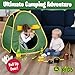 John Deere Pop-Up Camping Tent, 18 Piece Set Includes Canteen, Plates, Utensils, Play Food, Pots, Binoculars, Lantern, and Flashlight, Indoor and Outdoor Play