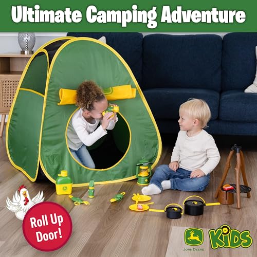 John Deere Pop-Up Camping Tent, 18 Piece Set Includes Canteen, Plates, Utensils, Play Food, Pots, Binoculars, Lantern, and Flashlight, Indoor and Outdoor Play by John Deere - Image 6
