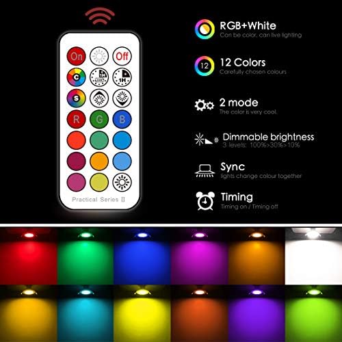 iLC LED Recessed Ceiling Lights, 8W Colour Changing RGB, 3 Inch Spotlights Round Panel Downlights Cold White 5700K, 12 Colours 2 Modes Timing with Remote Control (4 Pack)