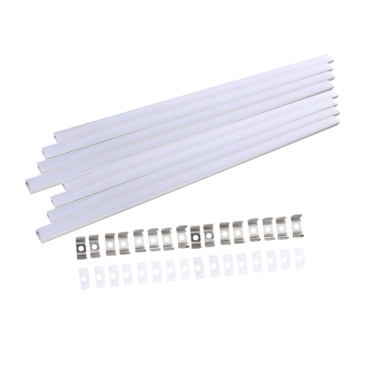 8sets Led Aluminum Channel System Kit U-Shape Strip Light Housing End Caps Easy Installation for Home and Commercial Lighting Decor
