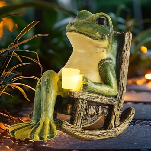 Solar Frosch Figur Deko, Garten Tierfigur Ornament Mit Lampe, Statue...