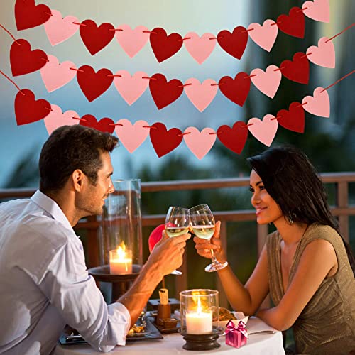 Image of FestikoValentines Day Decoration-Valentine's Day Decor Heart Banner Pink&Red Pack of 40 NO Valentine's Day Heart Garland for Valentines Day Anniversary Wedding Party Supplies