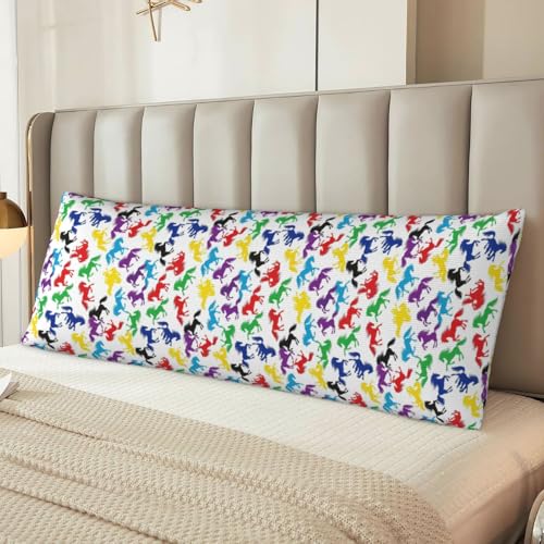 Housse coussin de corps flanelle peluche 51 x 137 motif cheval