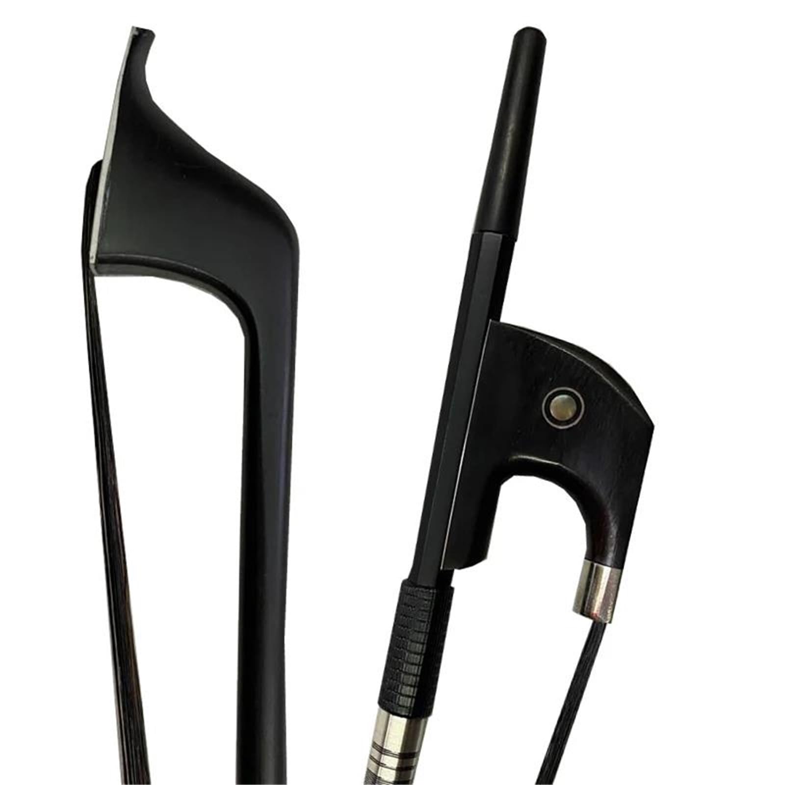 Arco de violín de alto rendimiento 1 pieza de arco de contrabajo de fibra de carbono de 3/4 1/2 1/4 y 1/8 pulgadas estilo crin de caballo negra(1/8)