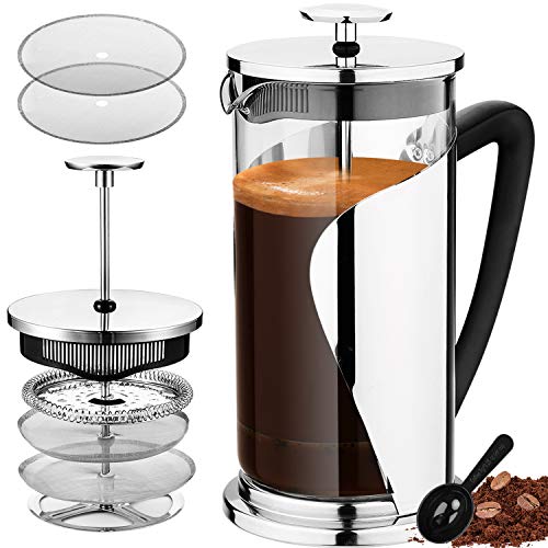 Bebeke French Press Coffee Maker - Multi Filtration System, Taste Adjustable, Grounds Free