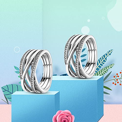 Narmo Sterling Silver Ring Entwined Cubic Zirconia Ring Line Rings For Women (8) #TOP3