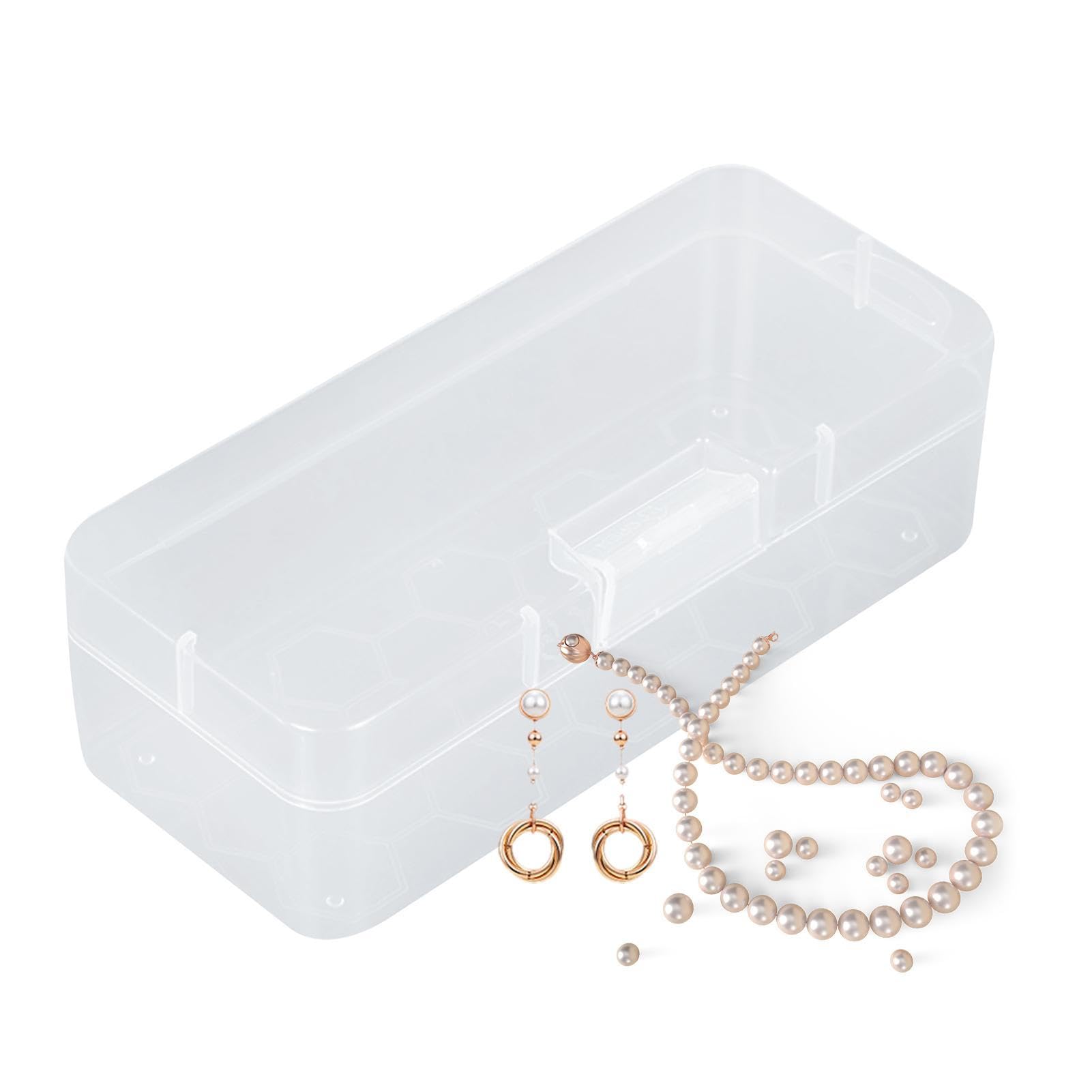 OURECO Storage Containers, Mini Rectangular Plasttic Box with Flap Lid, Bead Organizer Case, Home Storage and Organization for Cosmetics, Jewelry Crayons, Crafts Stationery Small Items