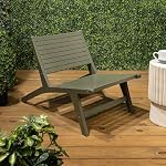 JONATHAN Y Leo 23.62"x36.22" Armless Teak Lounge Chair, Olive Green - Image 2