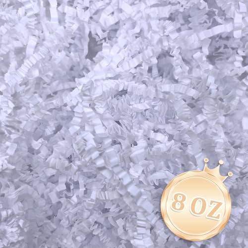 Image of 1 /2LB White Crinkle Cut Paper Shred Filler Great for Gift Wrapping, White Basket Fillers, Birthday, Gift Wrapping, Wedding, Anniversary, Halloween, Thanksgiving, Christmas Party Decor Filling Supplies