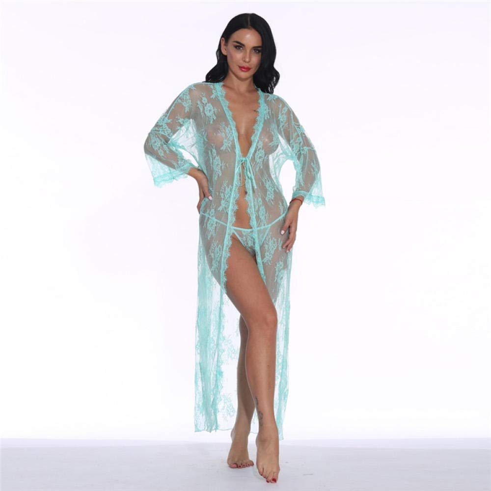 Lingerie Sexy da Donna e Body Intimo Sexy Intimo Sexy Lingerie per Donna Abito Lungo Sexy in Pizzo Abito Trasparente Kimono Trasparente (Rosso S) (Verde S)