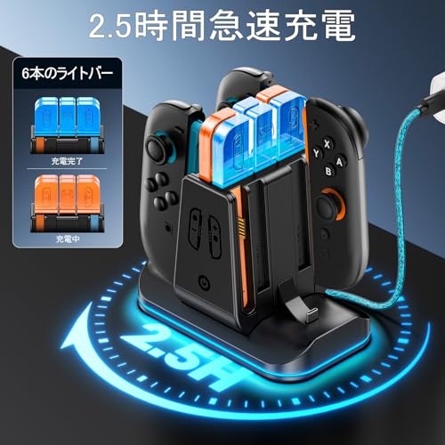 Switch 1/2 Joy-Con Pro コントローラー 充電 スタンド 3WAY充電可能 スイッチ 2 ジョイコン プロコン 充電ホルダー LEDインジケーターとRGBライト付き 収納ドック 省スペース