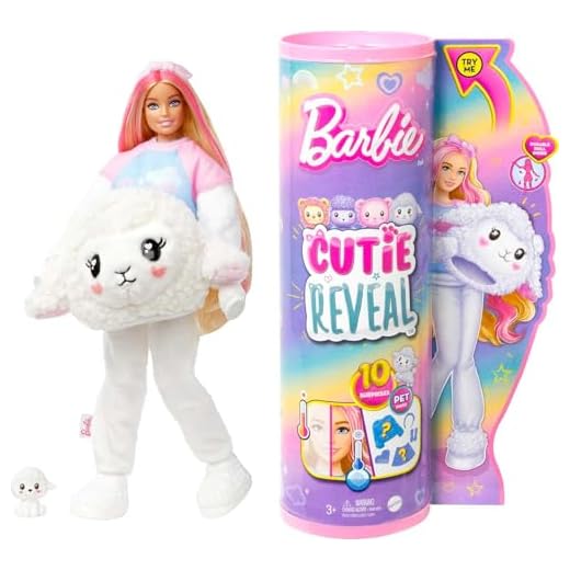 Barbie Cutie Reveal Camisetas Cozy Oveja Disfraz revela una muñeca articulada con mascota y accesorios sorpresa de moda, juguete +3 años (Mattel HKR03)