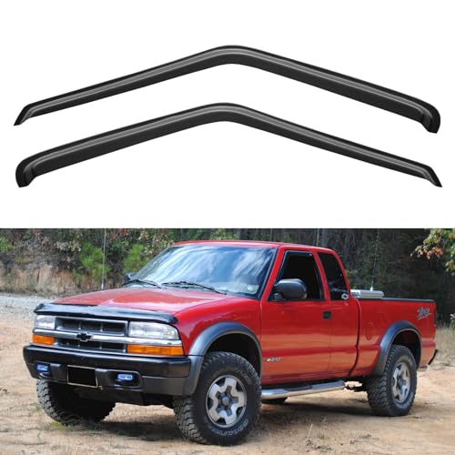 Window Visors Rain Guards for 1994-2004 Chevrolet S10/GMC Sonoma Regular/Extended Cab, Out-Channel Window Vent Wind Deflectors Visors Shades for 95-05 S10 Blazer/S15 Jimmy, 1996-2000 Isuzu Hombre