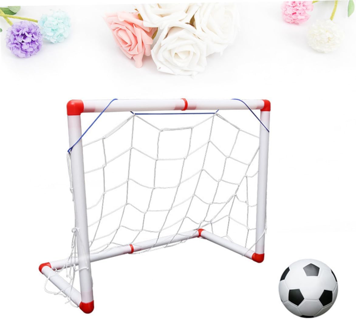 Cabilock Mini Football Goal with Net Inflator Ball Folding Soccer Door for Indoor Activities Durable Soccer for Backyard Gym Recreation