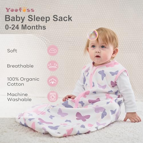 Image of Yoofoss Baby Sleep Sack 18-24 Months Wearable Blanket for Babies 100% Organic Cotton 2-Way Zipper TOG 0.5 Toddler Sleeping Sack 3 Pack, Comfy Lightweight Sleep Sacks