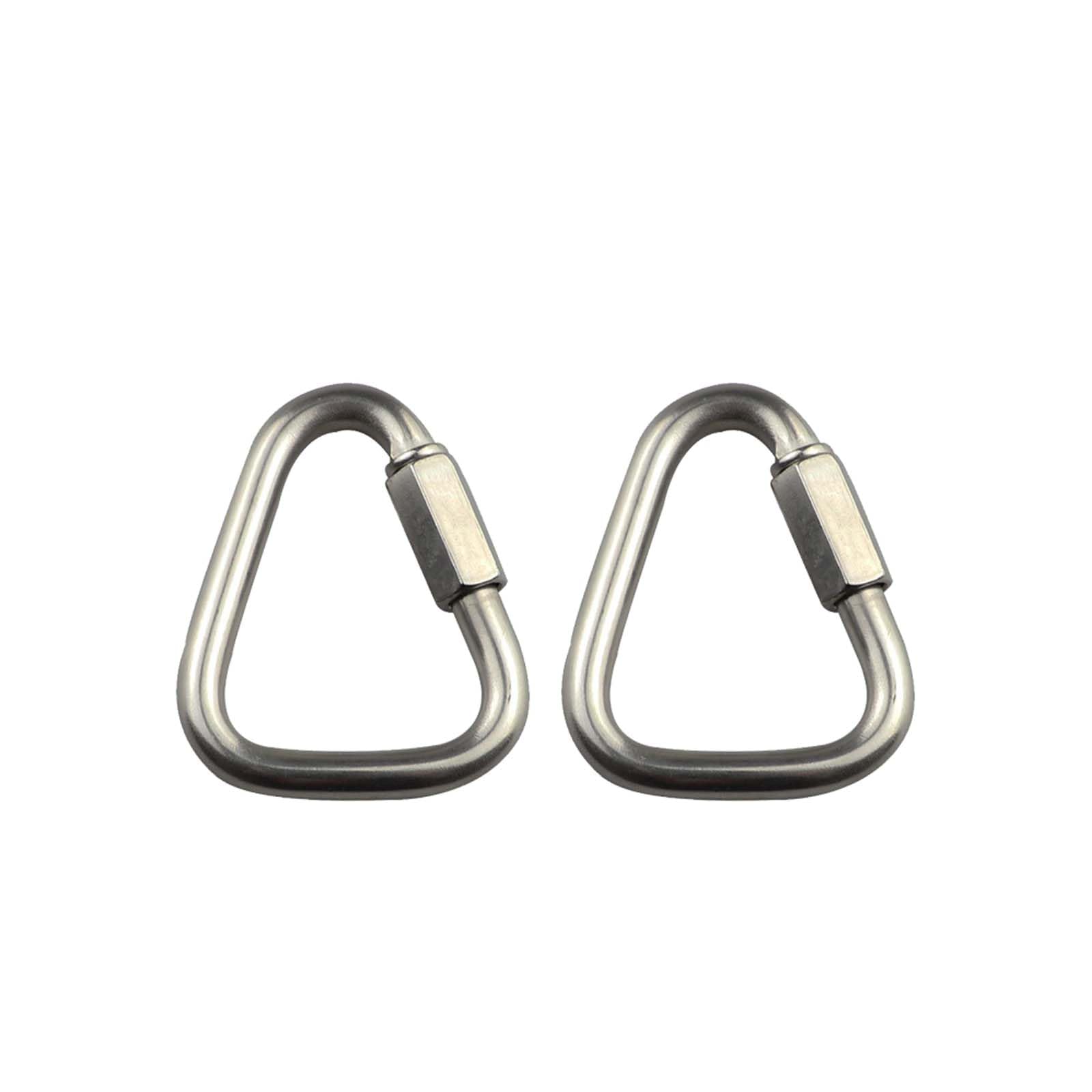 2Pcs Carabiner Clip, Stainless Steel Triangle Carabiner Buckle Quick Connect Heavy Duty for Camping, Hiking, Traveling, Fishing, Backpack (8mm)